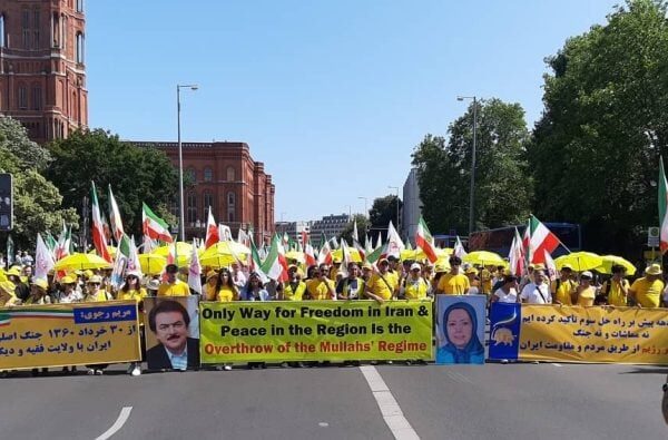 Iranians Gather in Berlin to Call for a Free and Democratic Iran.
